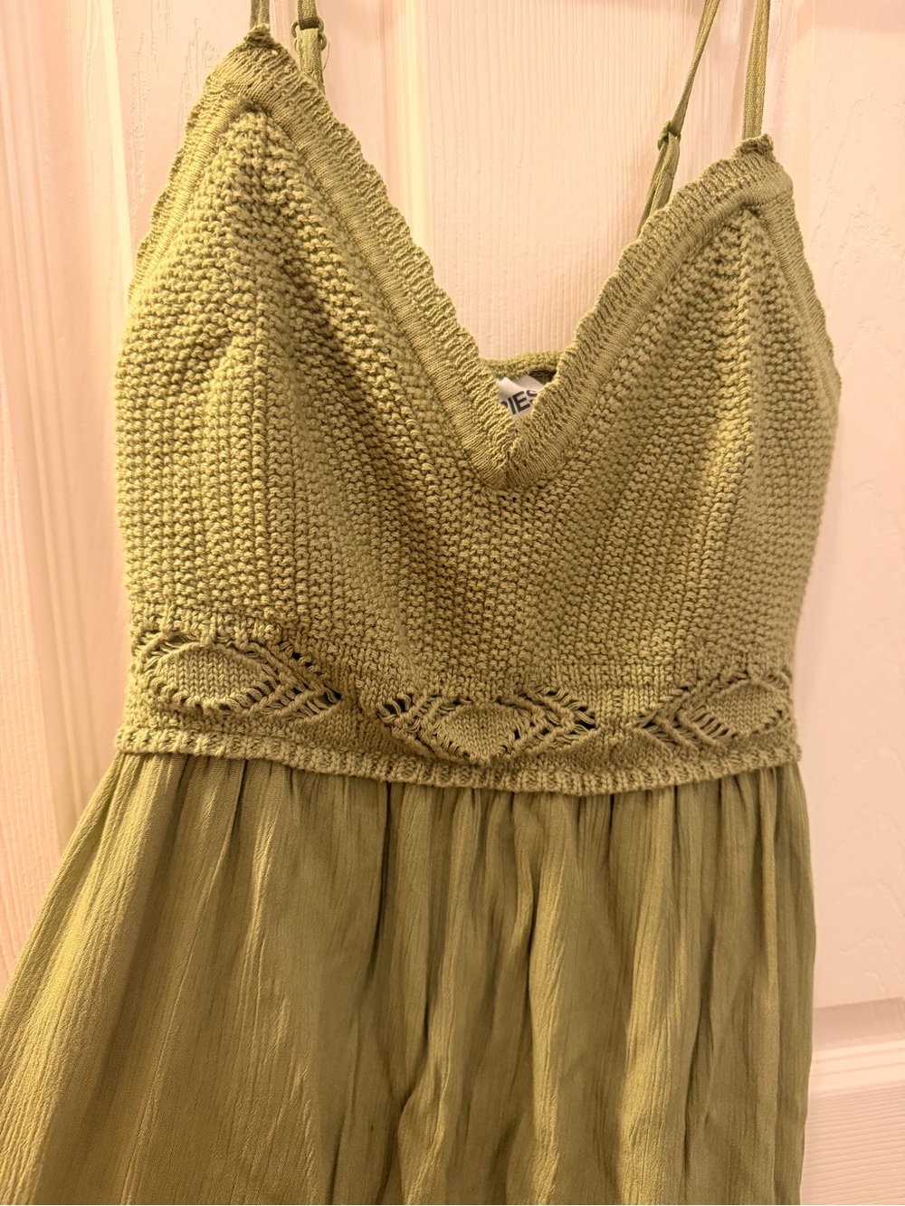Knit Spaghetti Strap Maxi Dress in Sage Green